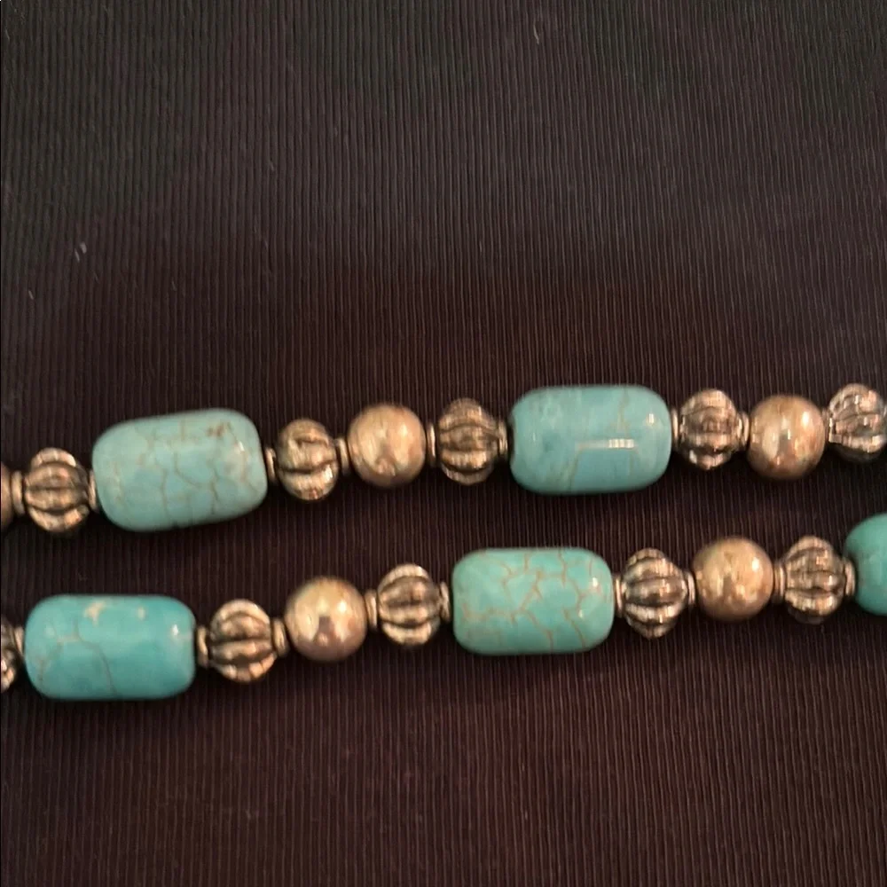 Turquoise and Silver Heart Pendant Necklace - Picture 6 of 7